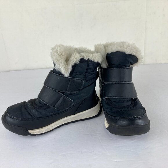 SOREL Little Boy Girl Sz 11 Black Winter Snow Boot Insulated Waterproof Faux Fur - Picture 3 of 7